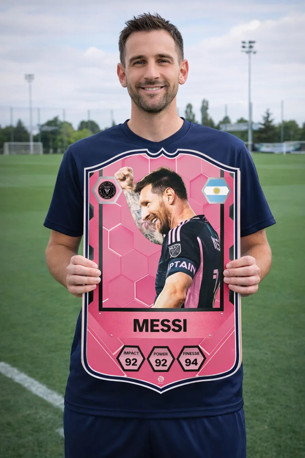 Lionel Messi Inter Miami Match Attax real-life sized football card — 3mm PVC
