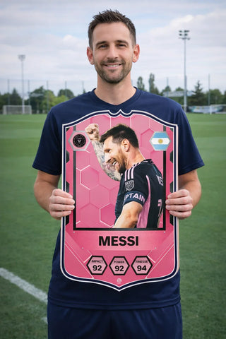 SPORTIFY CARDS
Pre-made Lionel Messi Inter Miami card printed on durable Foam PVC.
Eight Ballon d'Or titles. A World Cup winner. The player who redefined what genius looks like on a football pitch. This card captures Messi in his Inter Miami chapter — bringing magic to MLS and proving that greatness has no expiry date.
Premium 3mm foam PVC. High-resolution finish. UK and worldwide shipping. Starting from £15.