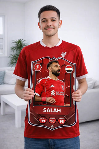 SPORTIFY CARDS
Pre-made Mohamed Salah Liverpool card printed on durable Foam PVC.
The Egyptian King. Salah has rewritten the Liverpool record books — Premier League Golden Boots, a Champions League title, and one of the most devastating left feet in the history of English football. From the first touch at Anfield to the celebrations on the Kop, a modern legend.
Premium 3mm foam PVC. High-resolution finish. UK and worldwide shipping. Starting from £15.