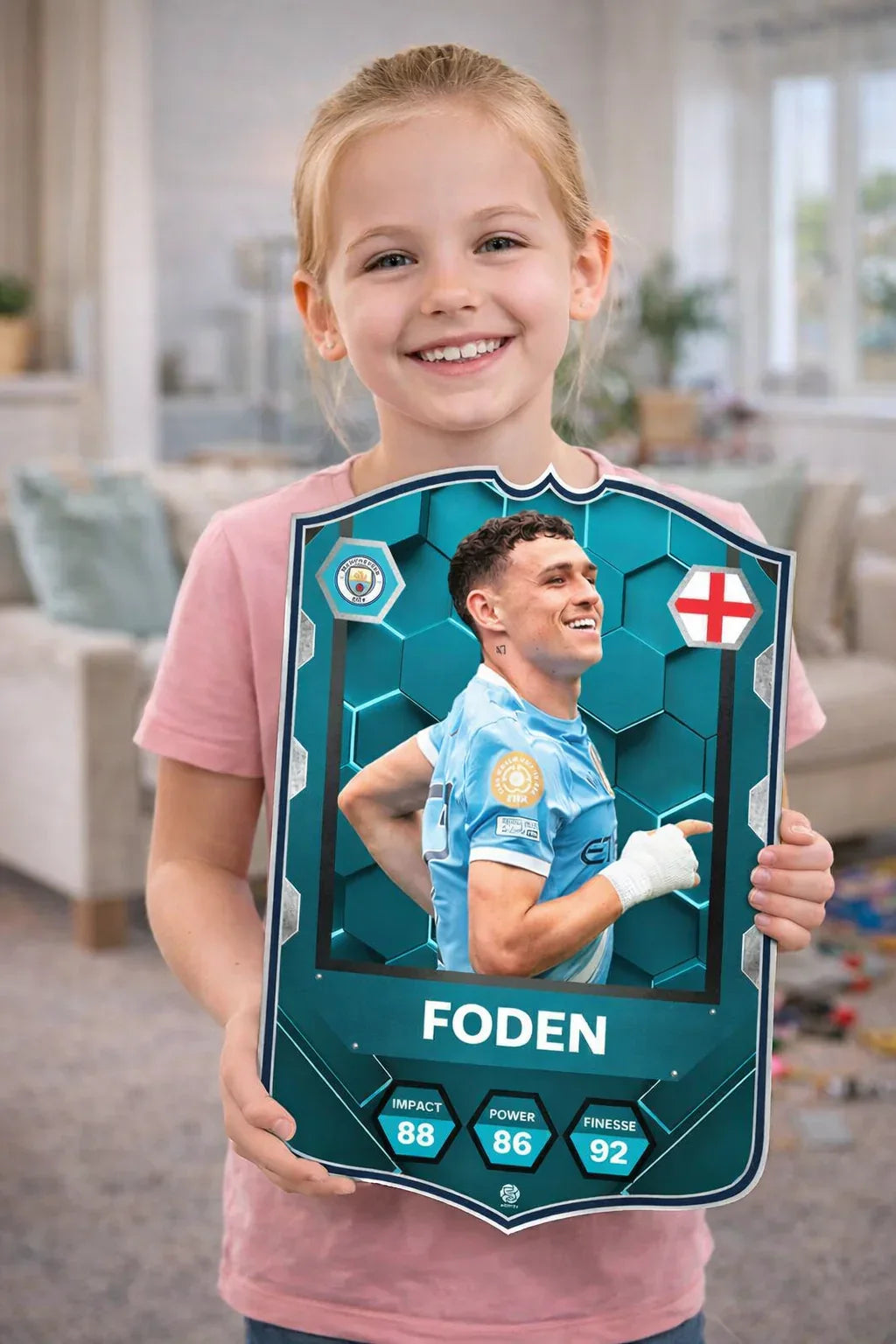 Phil Foden Manchester City Match Attax real-life sized football card — 3mm PVC