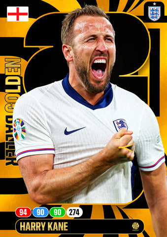 Harry Kane Golden Baller personalised football card on Black Foam PVC