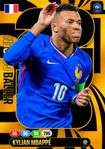 Kylian Mbappe Golden Baller personalised football card on Black Foam PVC