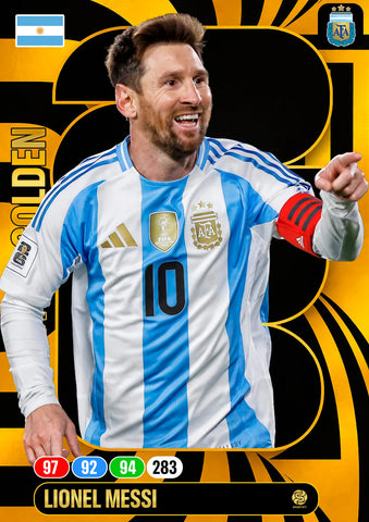Lionel Messi Golden Baller personalised football card on Black Foam PVC