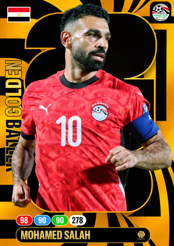 Mohamed Salah Golden Baller personalised football card on Black Foam PVC