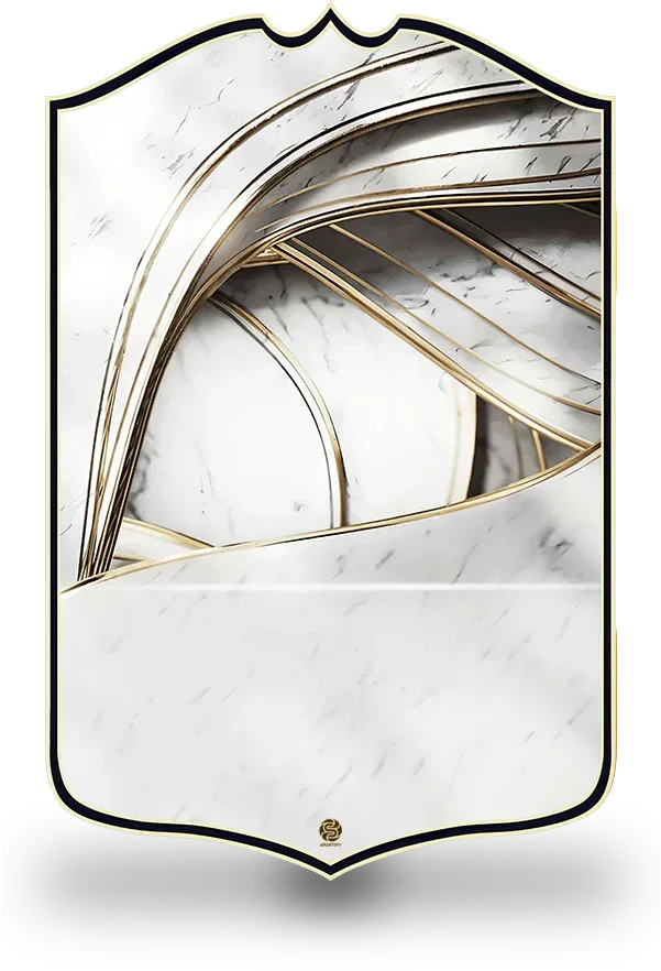 SPORTIFY CARDS
FC26 Icon personalised FIFA card template featuring a classic white marble and gold design with elegant curved lines and a clean minimalist finish. Create your own custom Icon football card with your photo, name and stats in the timeless FC26 Icon edition. Printed on durable PVC with a high-resolution finish. UK and worldwide shipping. Starting from £17.99.