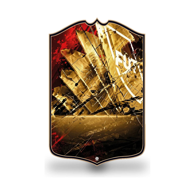 SPORTIFY CARDS
FC27 Hall of FUT personalised FIFA card featuring a shattered gold design with red paint splashes. Create your own custom Hall of FUT football card with your photo, name and stats in the new FC27 edition. Printed on premium PVC with a high-resolution finish. The perfect personalised football gift. UK and worldwide shipping. Starting from £13.99.