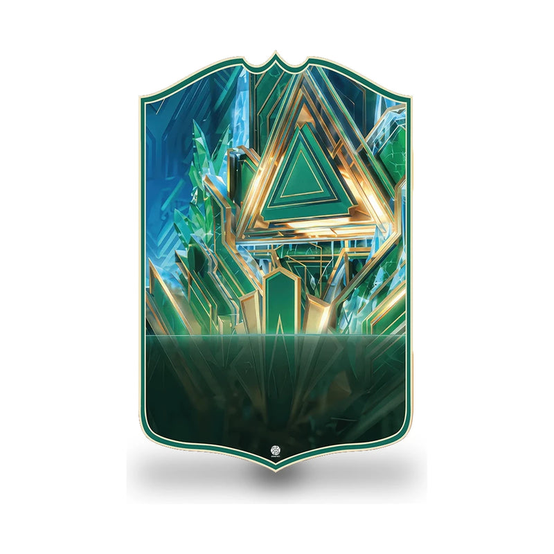 SPORTIFY CARDS
FC27 Wildcards personalised FIFA card featuring an emerald green crystal design with glowing gold geometric triangles. Create your own custom Wildcards football card with your photo, name and stats in the new FC27 edition. Printed on premium PVC with a high-resolution finish. The perfect personalised football gift. UK and worldwide shipping. Starting from £13.99.