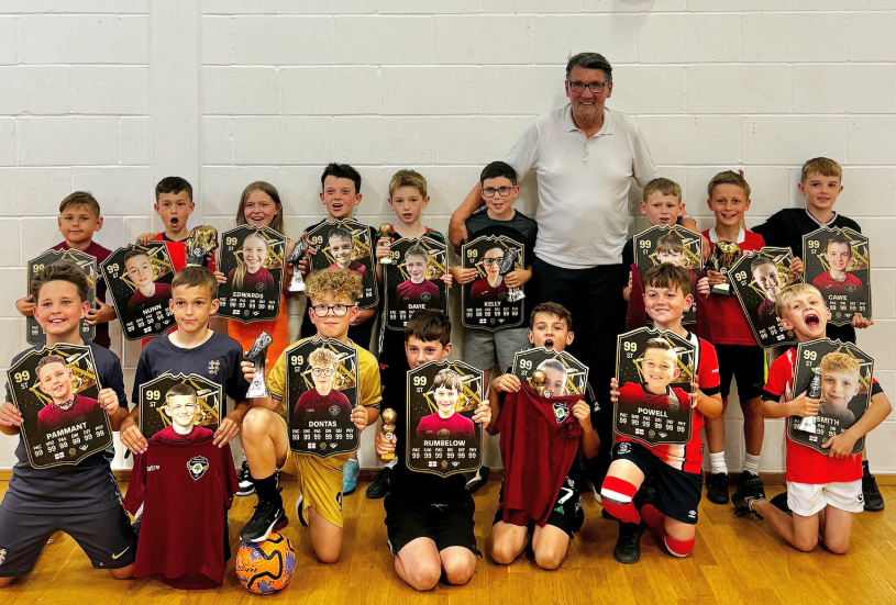 Personalised end of season football player award cards for a youth football club